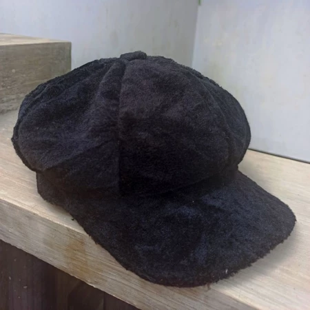Topi Jamur Dewasa Katun Drill Laken Tebal - Hitam Bludru Tebal